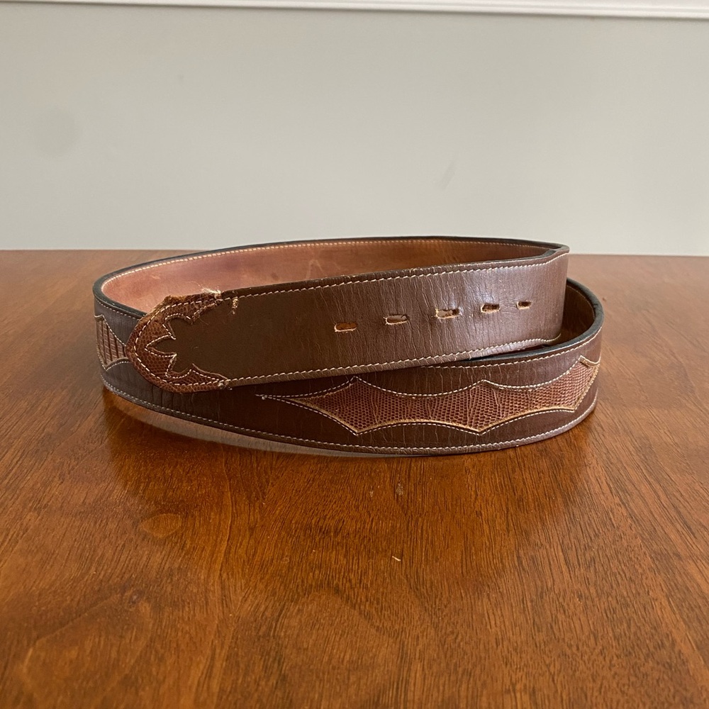 Tony Lama Brown Two-Tone Leather Western Belt